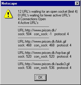 Ved at trykke ctrl+shift+escape i Netscape Navigator kan du se en oversigt over åbne forbindelse.