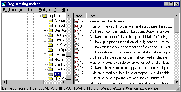 Du kan let redigere de råd, der vises, når Windows starter.