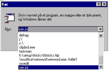 I registreringsdatabasen kan du ændre indholdet af listerne over de senest brugte filer.