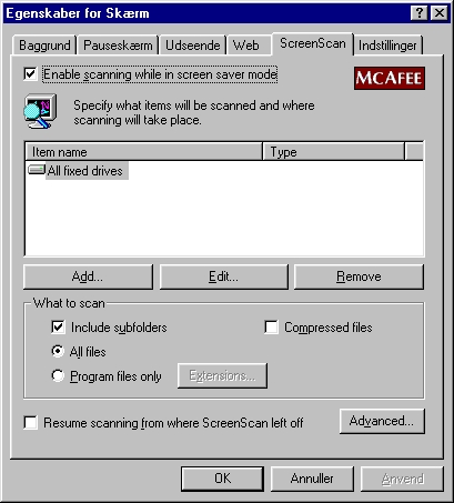 Med McAfee ScreenScan kan man få sin computer scannet, mens den viser pauseskærmen.