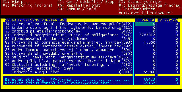 I SKAT fra Simultan vises alle selvangivelsens punkter i rækkefølge.